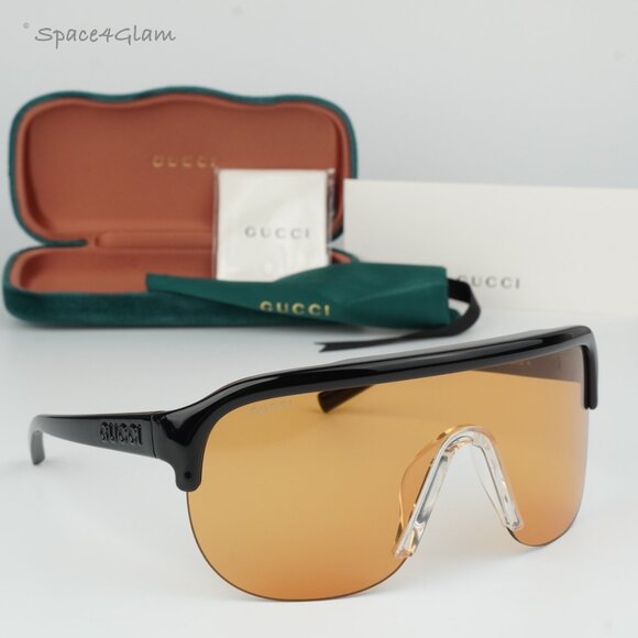 BRAND NEW Gucci GG1645S 005 Black Orange Unisex Mask Sunglasses GG 1645S - Picture 3 of 14